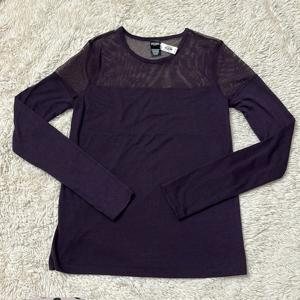 NWT Victoria's Secret Sport Shirt Women's Medium Long Sleeve MeshTop size XS